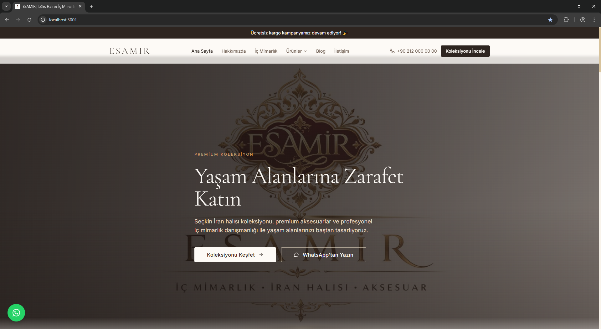 Esamir Halı — Kurumsal Web Sitesi