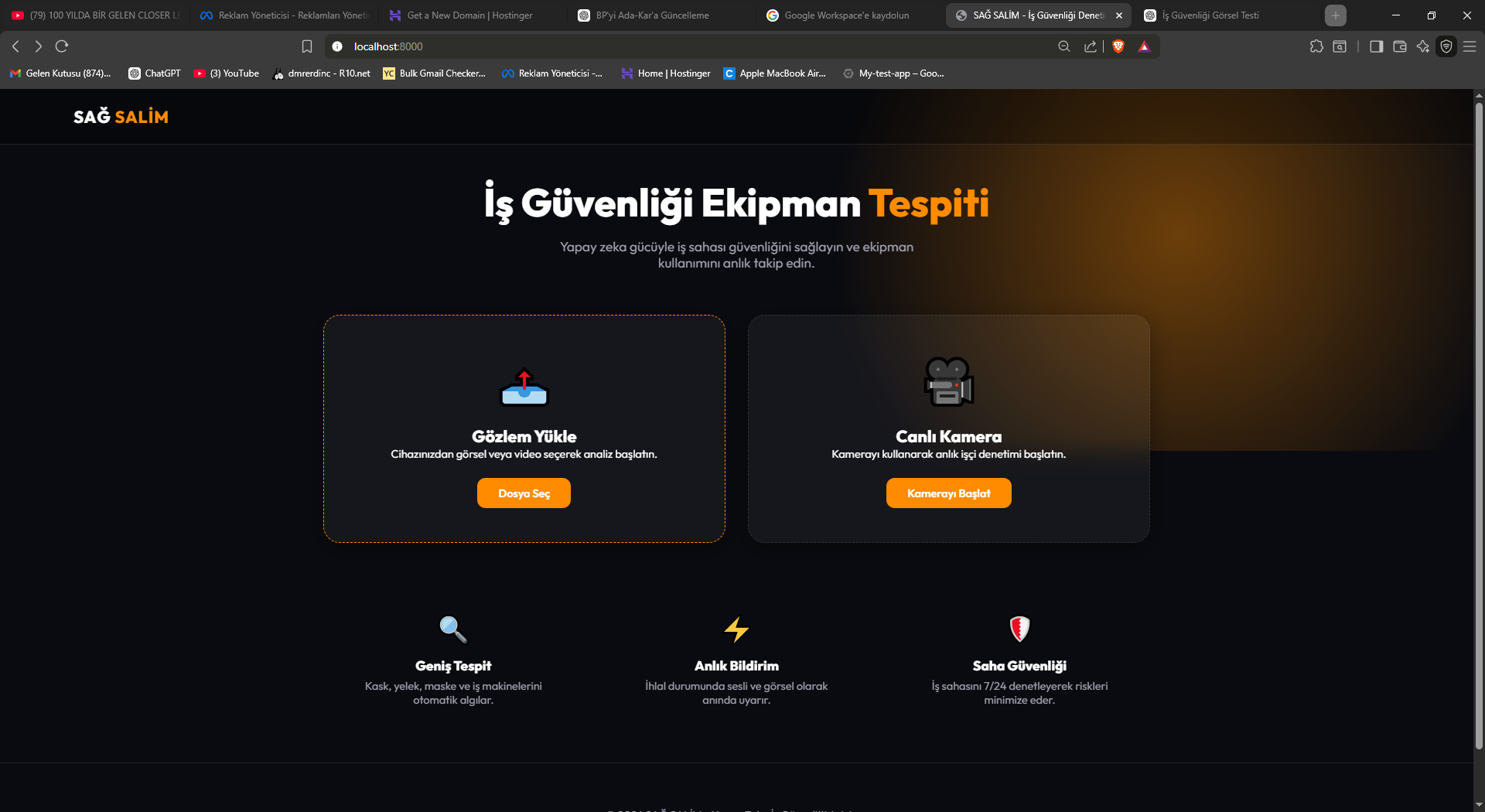 SAĞ SALİM – Yapay Zeka Destekli İş Güvenliği Denetimi